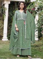 Modal Green Festival Wear Hand Work Readymade Plazzo Suit